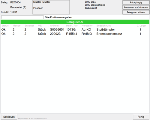 Beleg-Checker SelectLine Erweiterung - Beleg Ok