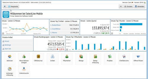 SelectLine Mobile Desktop Ansicht